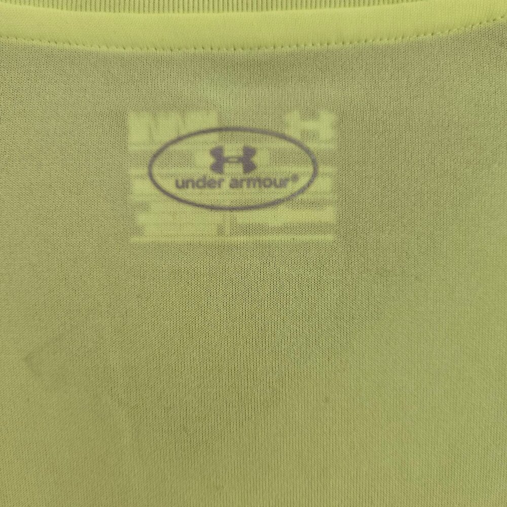NWT Under Armour Womens Medium HeatGear V-Neck Semi-Fitted Shirt Neon Yellow - Picture 7 of 10